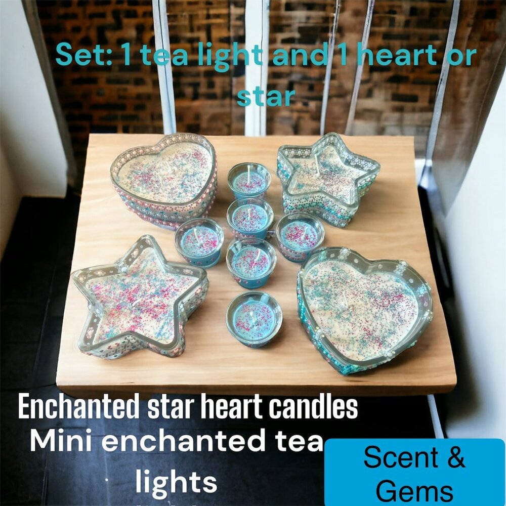 Enchanted star-heart candles with mini enchanted tea-lights.